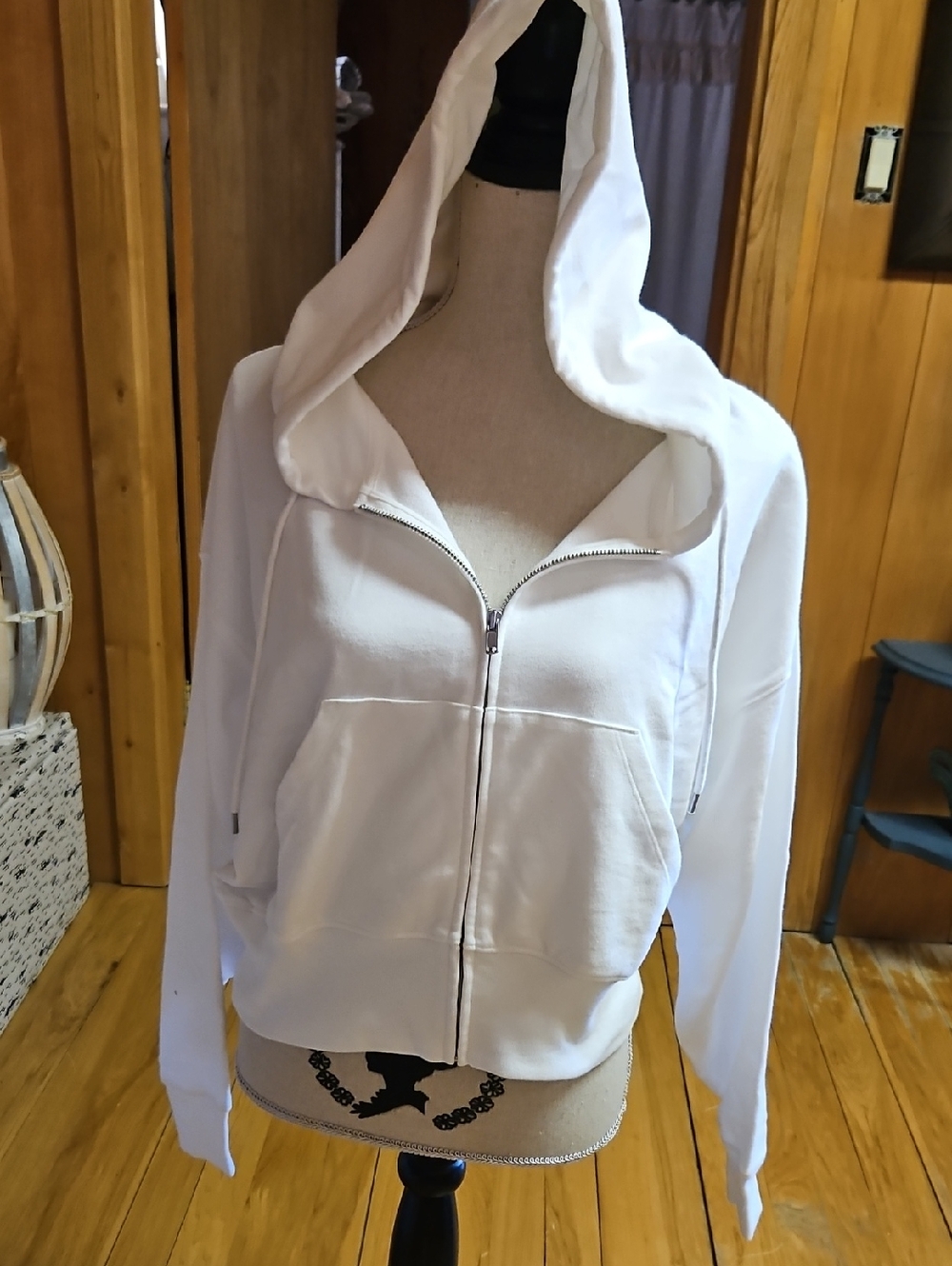 GAP Cream Hooded Zip Sweatshirt Small